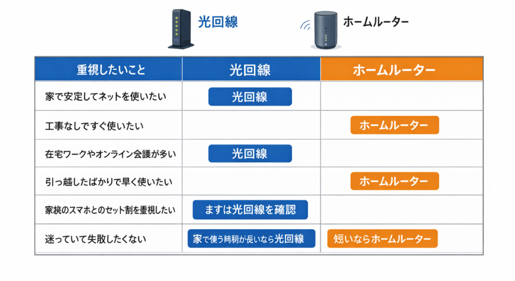 光回線とホームルーターの違い比較